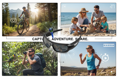 FlyGift 4K 2160P FHD Sports & Action Video Camera Sunglasses - The Blue Coil Smart Glasses 